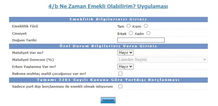 2023 Ne Zaman Emekli Olurum? Emeklilik Hesaplama Robotu