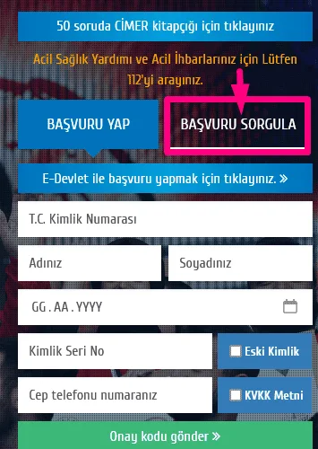 cimer başvuru sorgulama
